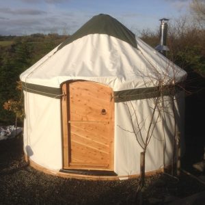 green trimmed yurt