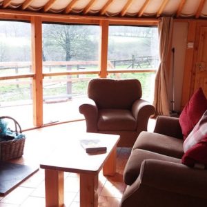 wooden yurt at Fron Farm Yurts